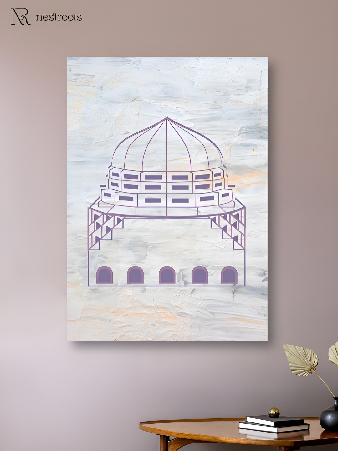 nestroots Grey & Purple Stunning Islamic Tomb Religious Canvas Wall Art
