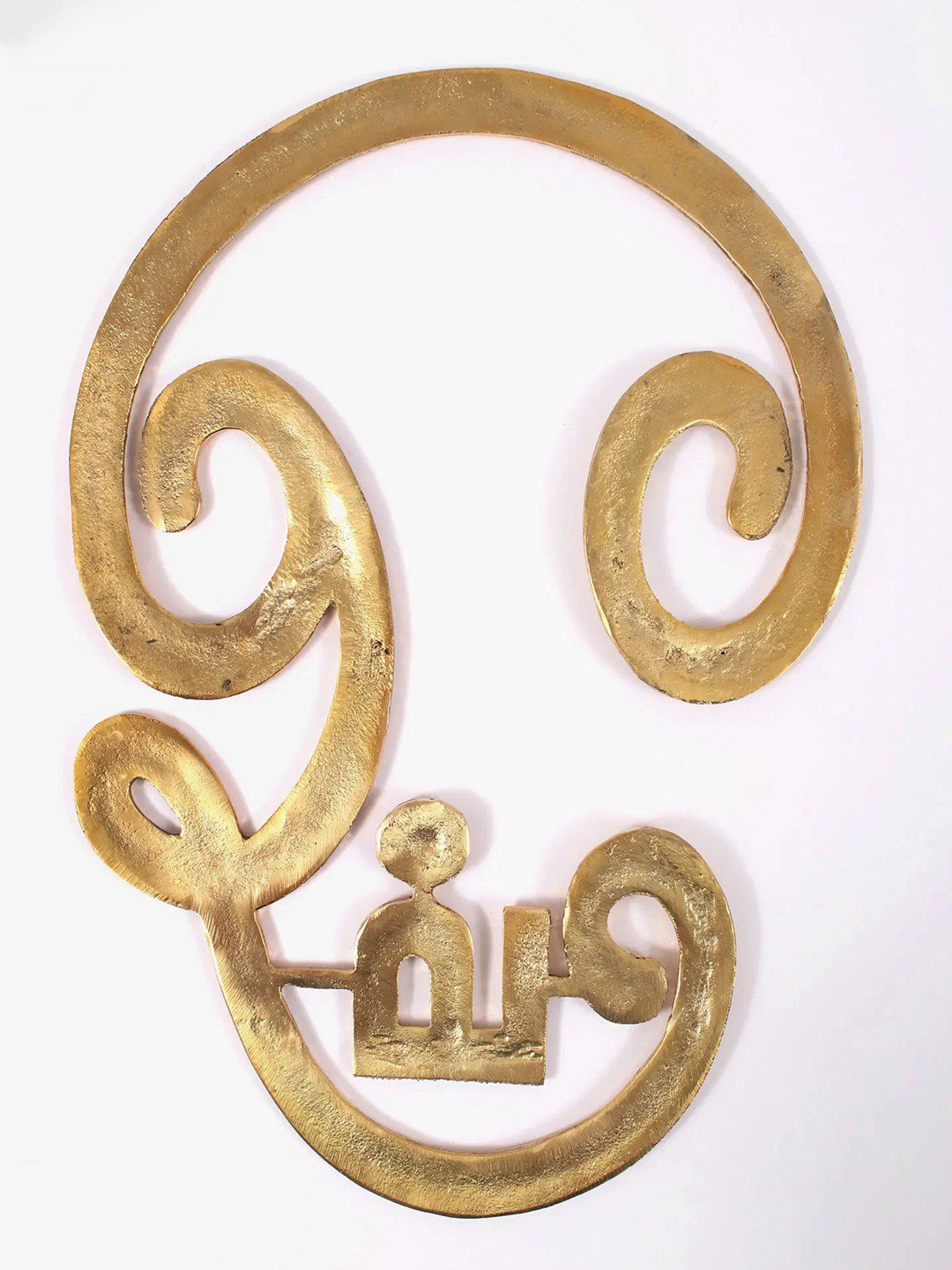 Exotic India Tamil Om Brass Ethnic Motifs Glossy Pooja Room Spiritual Wall Decor-10.8In