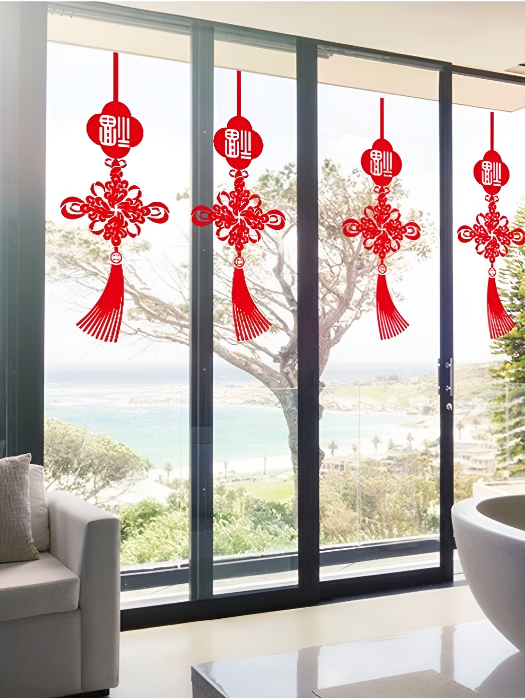 Jaamso Royals Red Dream Catcher Design Self-Adhesive Wall Sticker