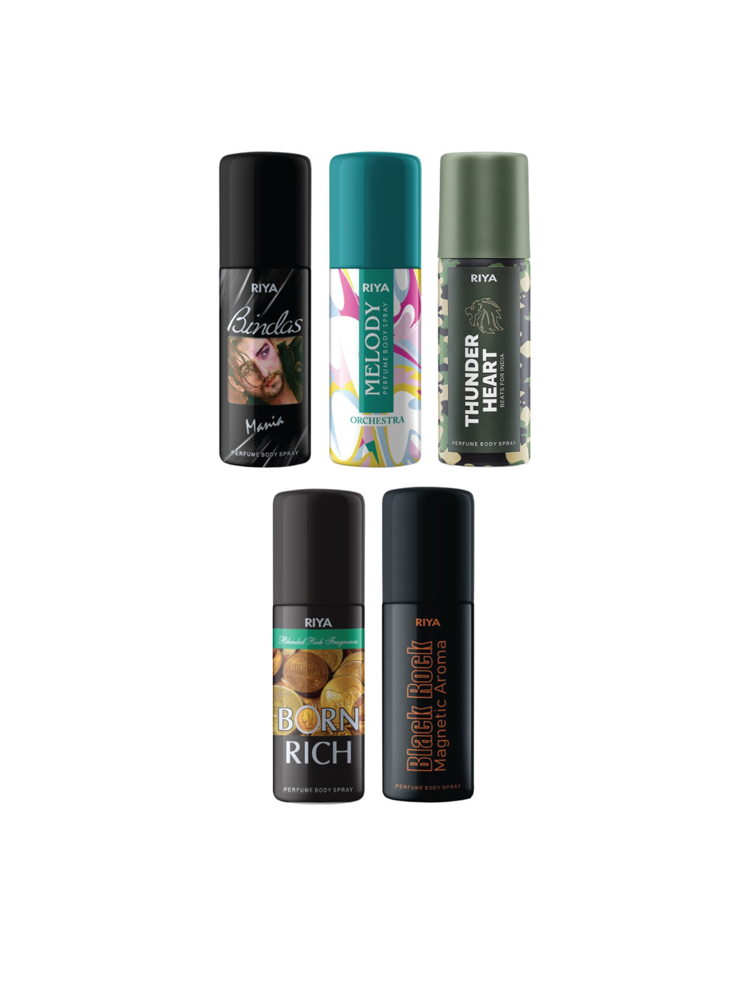 RIYA Set Of 5 Perfume Body Spray Deodorant- 40 ml Each