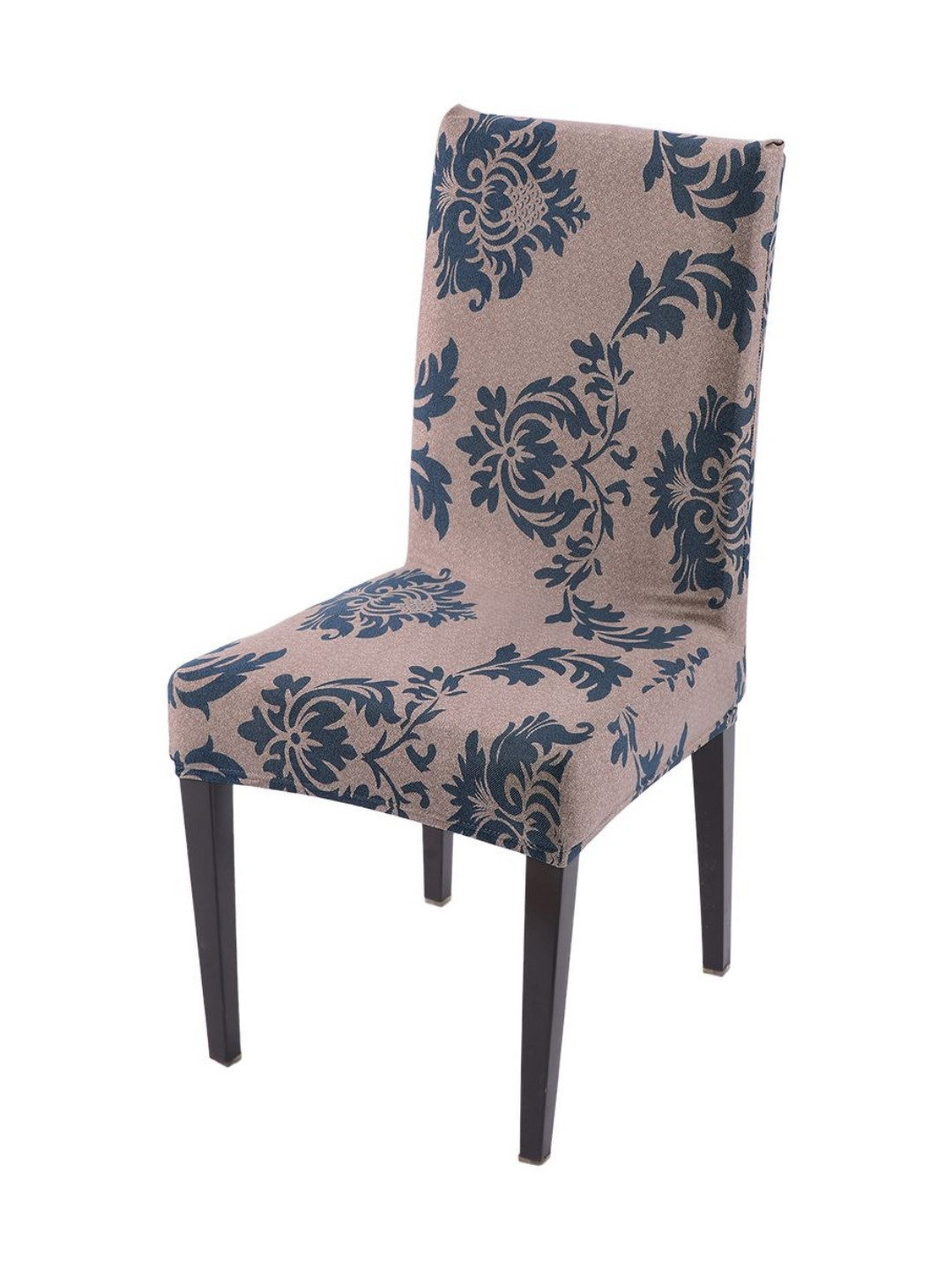 HOKIPO Coffee Brown Printed Chair Cover