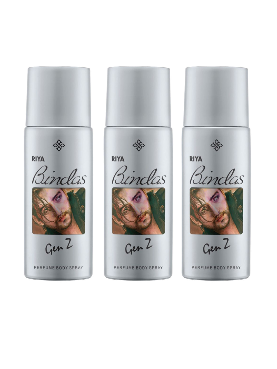 RIYA Set Of 3 Bindas Grey Men Deodorant Body Spray- 150 ml Each