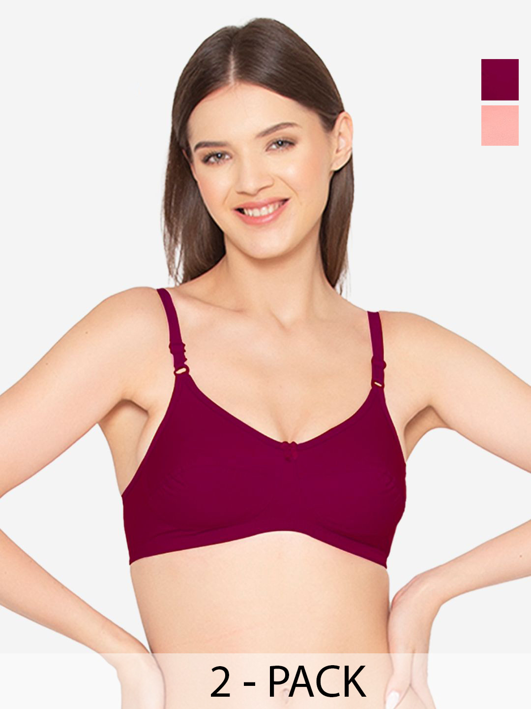 GROVERSONS Paris Beauty Full Coverage Solid Non Padded Bra Pack of 2