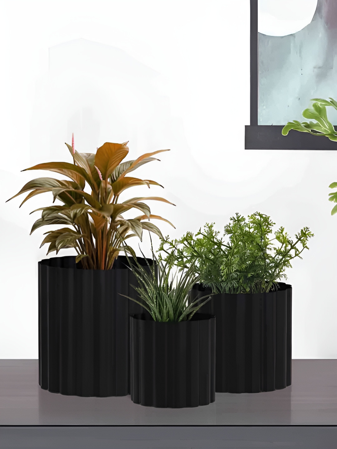 Metalsmith Black 3 Pieces Textured Planters