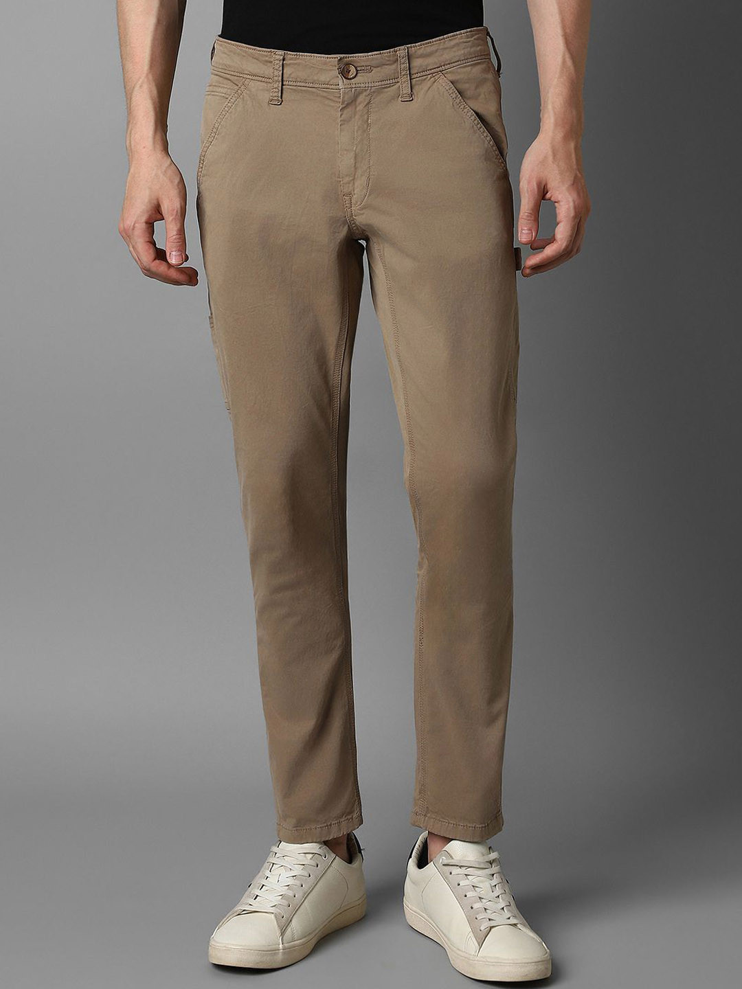 Louis Philippe Jeans Men Slim Fit High-Rise Chinos Trousers