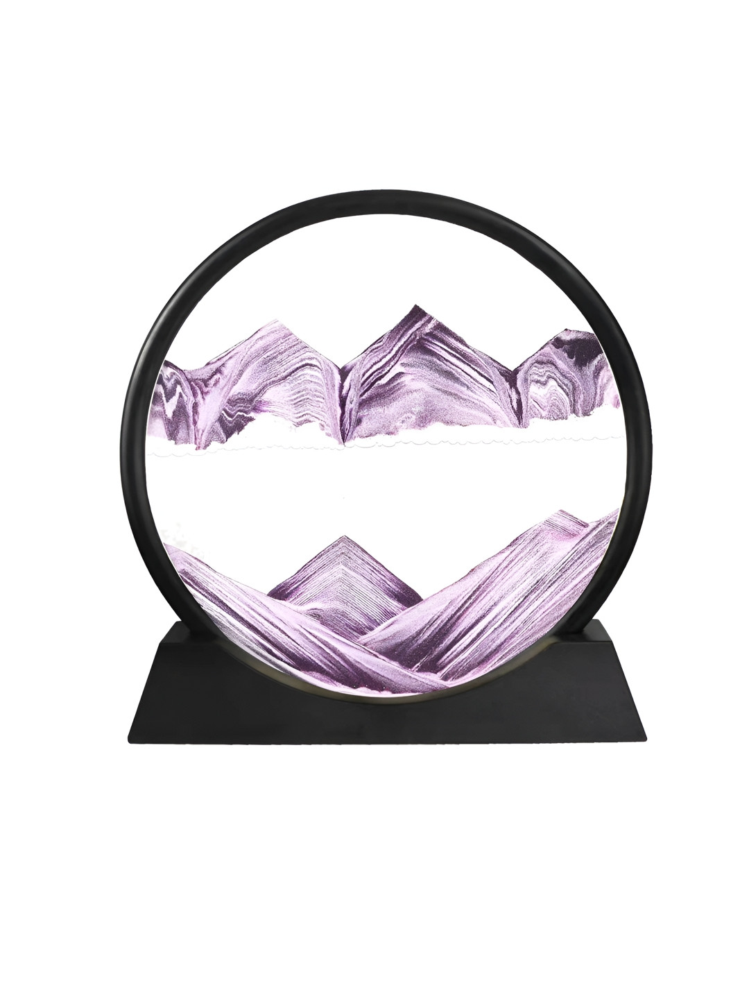 Awestuffs 3D Natural Landscape Purple Glass Matte Living Room Set of 2 Small Showpieces - 7.9 Inches