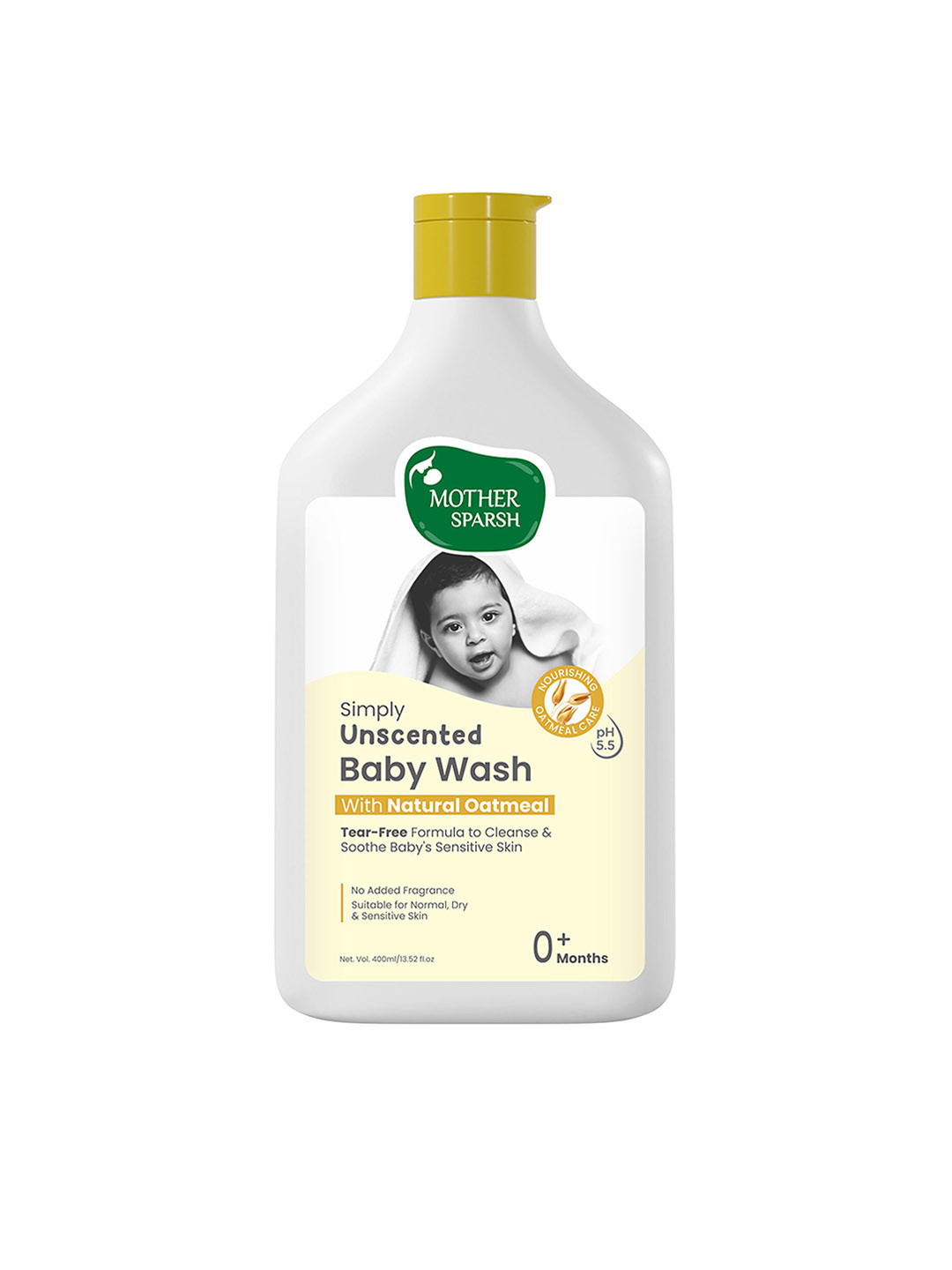 Mother Sparsh Simply Unscented Baby Wash With Natural Oat Meal - 400ml