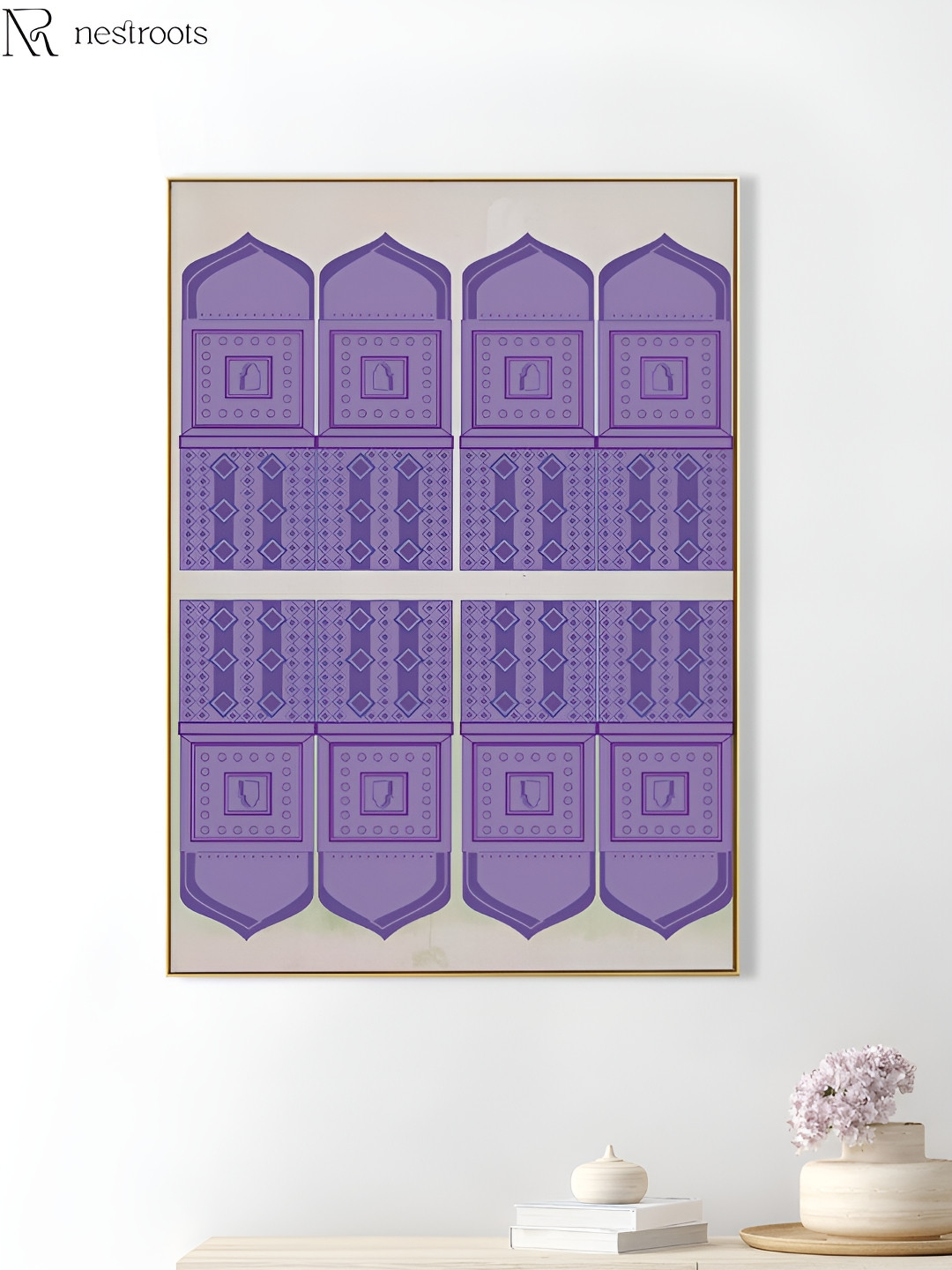 nestroots Islamic Tomb Canvas 4 Pcs Wall Rectangle Paintings Wall Art - 48x36In