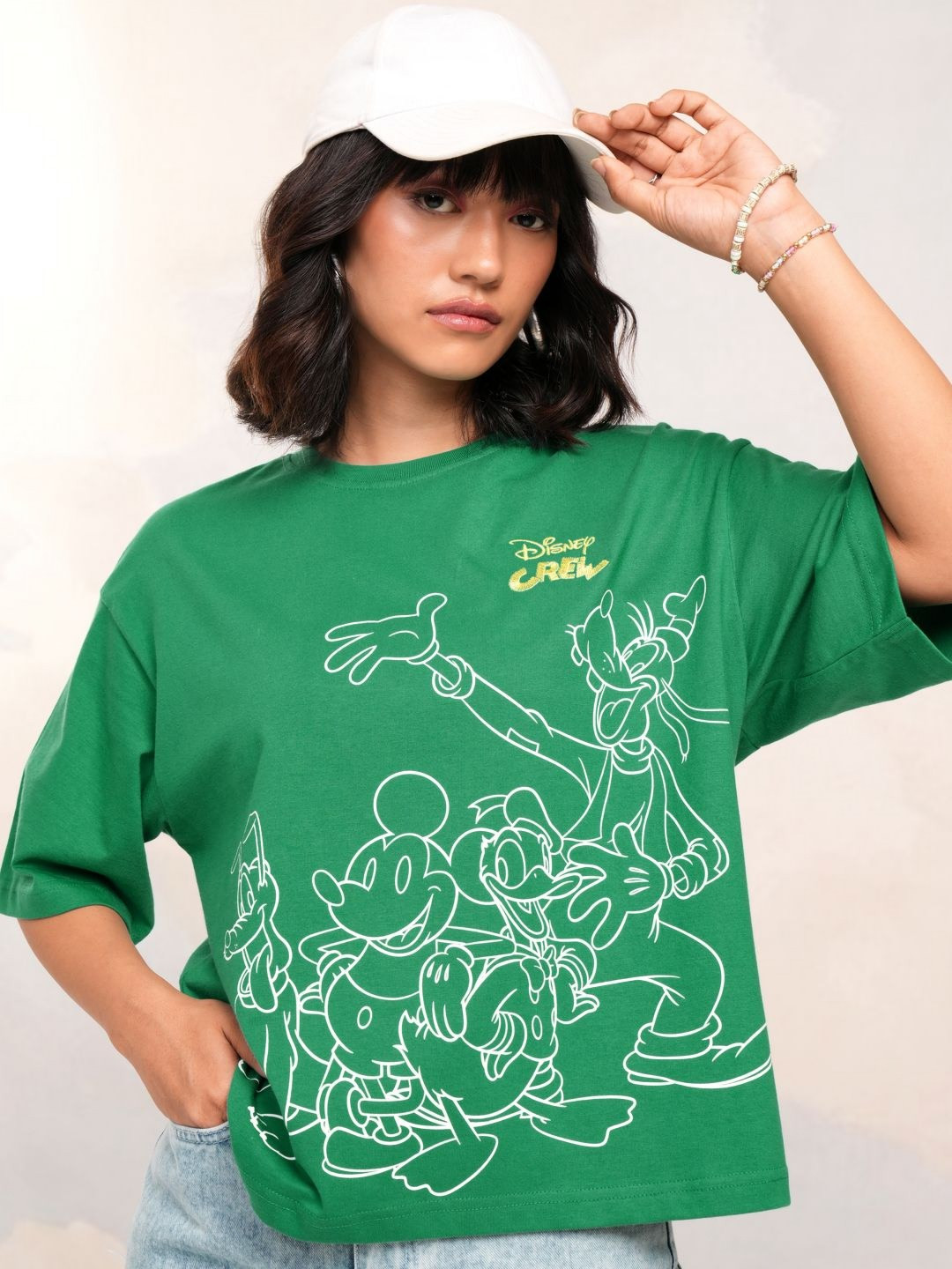 Tokyo Talkies Women Mickey & Friends Printed Boxy Fit Tshirt