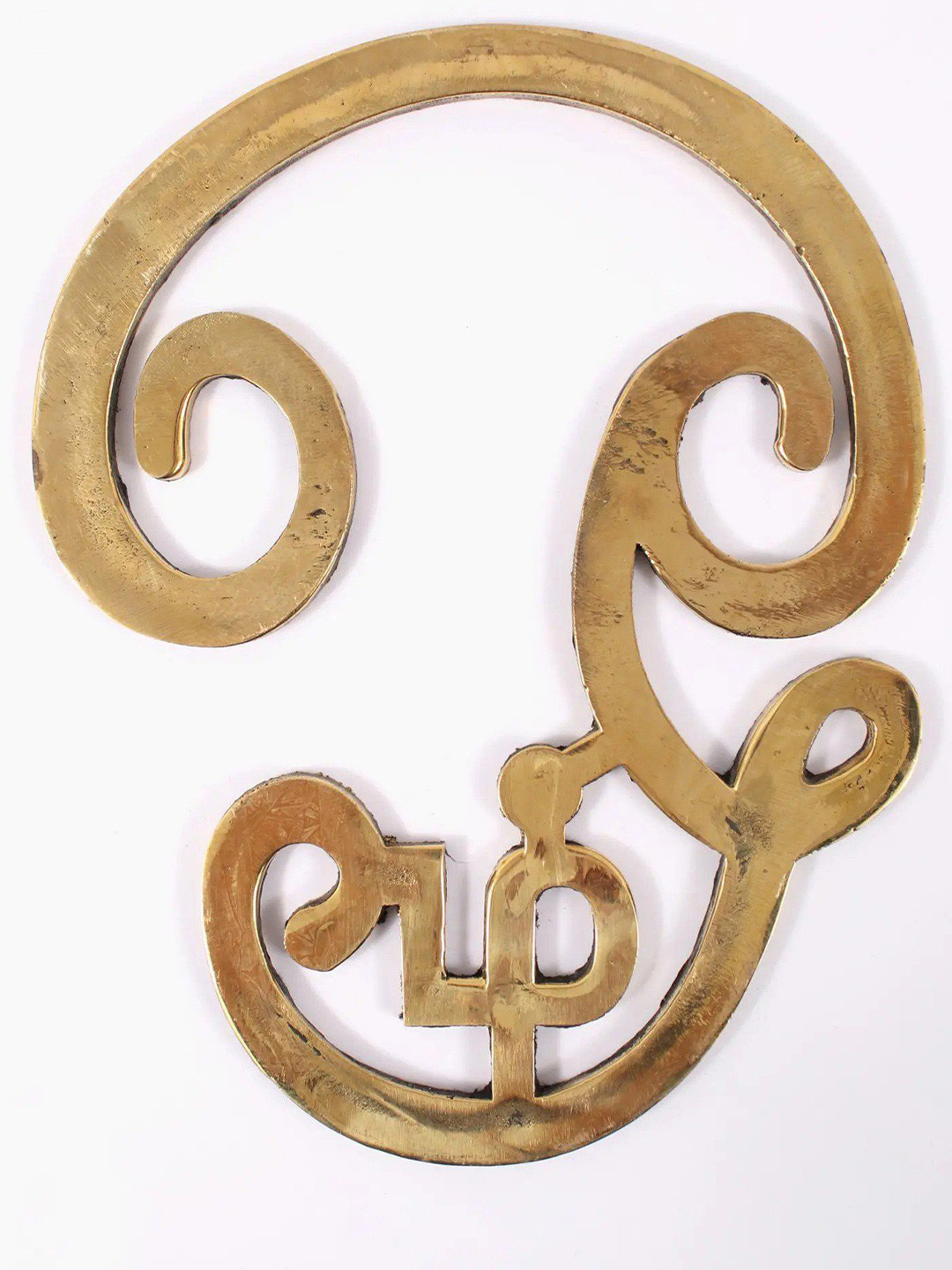 Exotic India Om Brass Glossy Hanging Pooja Room Spiritual Wall Decor-10.7In