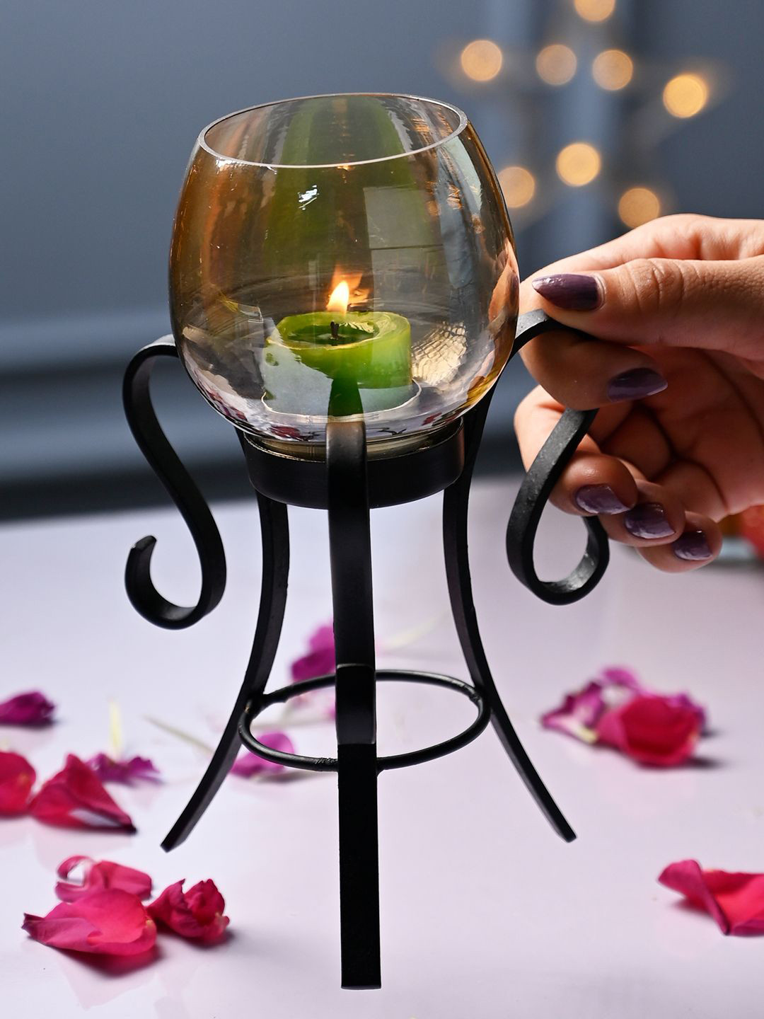 MARKET99 Black & Transparent Candle Holder