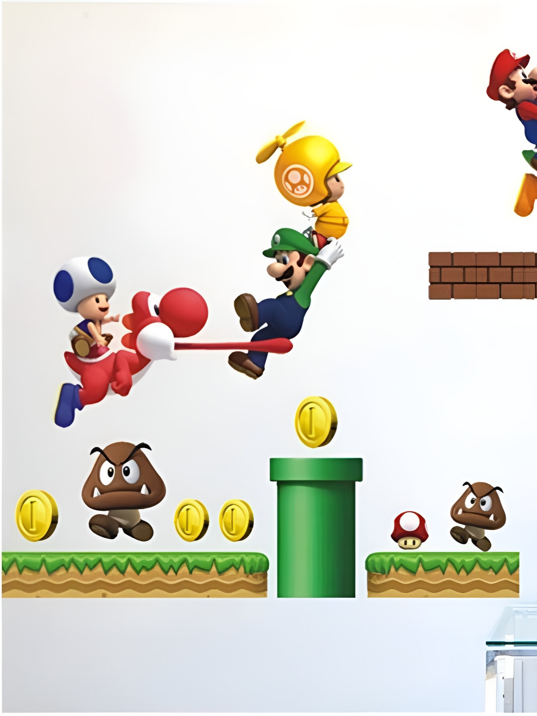 Jaamso Royals Brown & Red Mario Game Self-Adhesive Wall Sticker