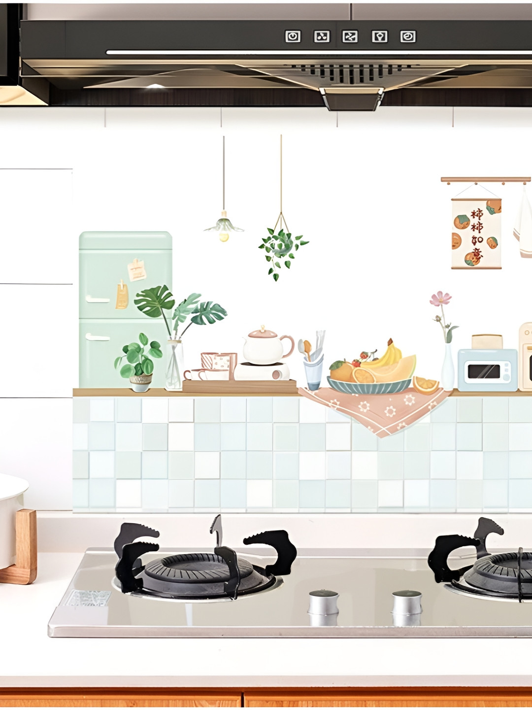 Jaamso Royals Green & Brown Kitchen Oil Proof Backsplash Self-Adhesive Wall Sticker