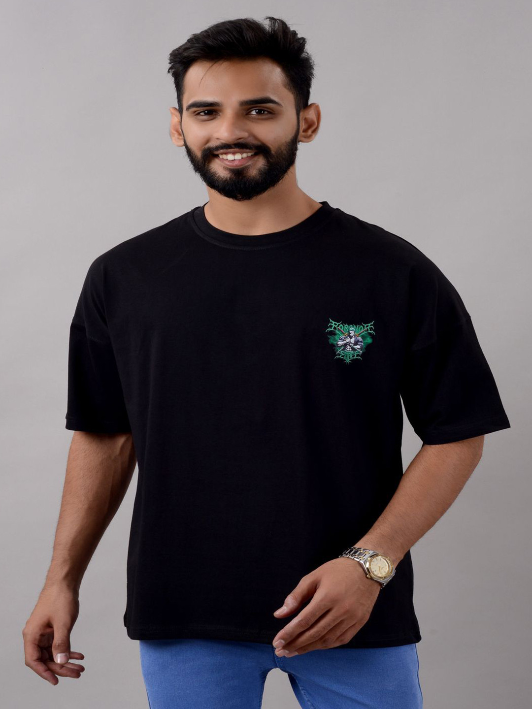 VILLAIN Men Anti Odour Applique T-shirt