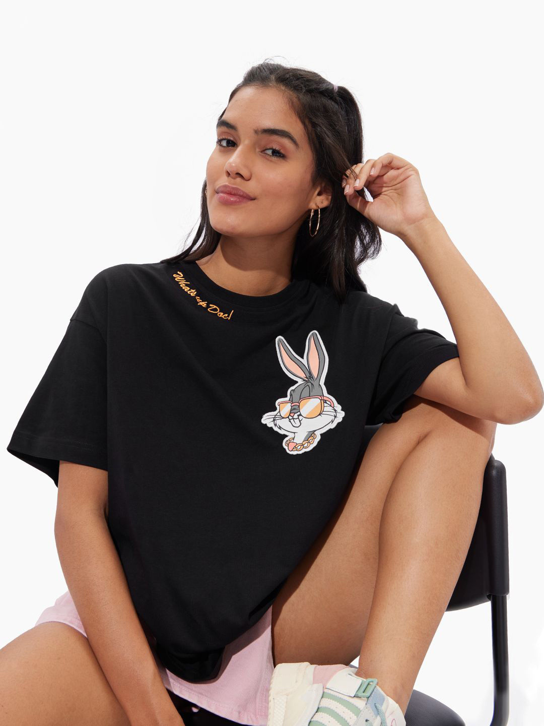 The Souled Store Women Printed  Oversized T-shirt