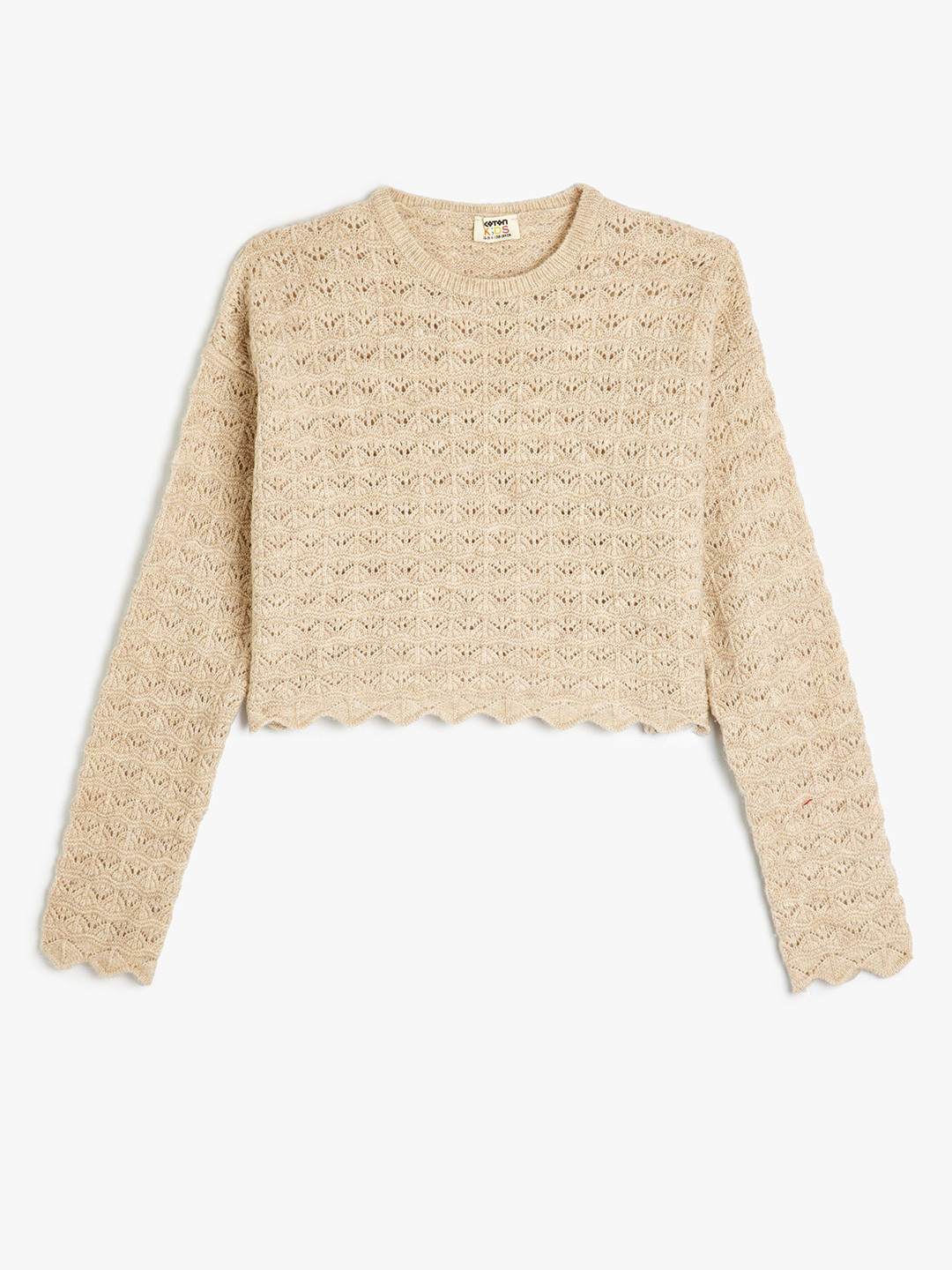 Koton Girls Cable Knit Crop Pullover