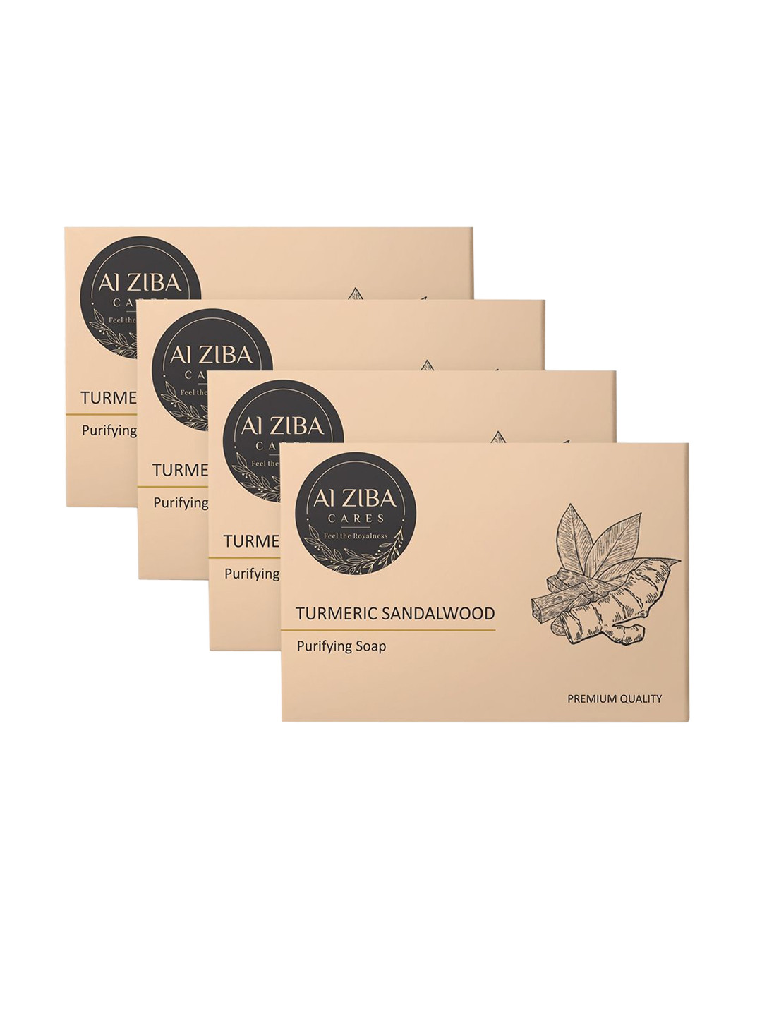 ALZIBA CARES Set Of 4 Turmeric Sandalwood Skin Purifying Bathing Soap Bar-100g Each