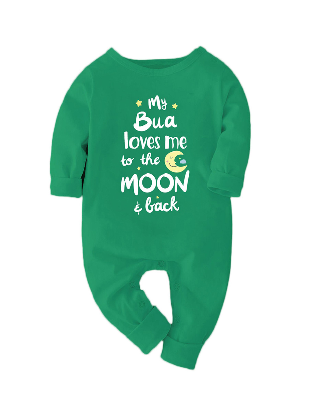 Zeezeezoo Infants My Bua Loves Me to the Moon & Back Printed Cotton Romper