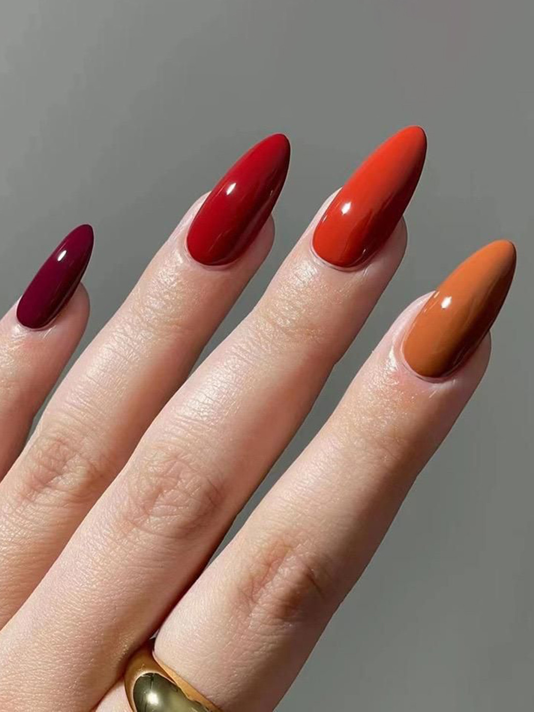 The Pink Truck Set Of 24 Reusable Artificial Nails - Red Brown Rust