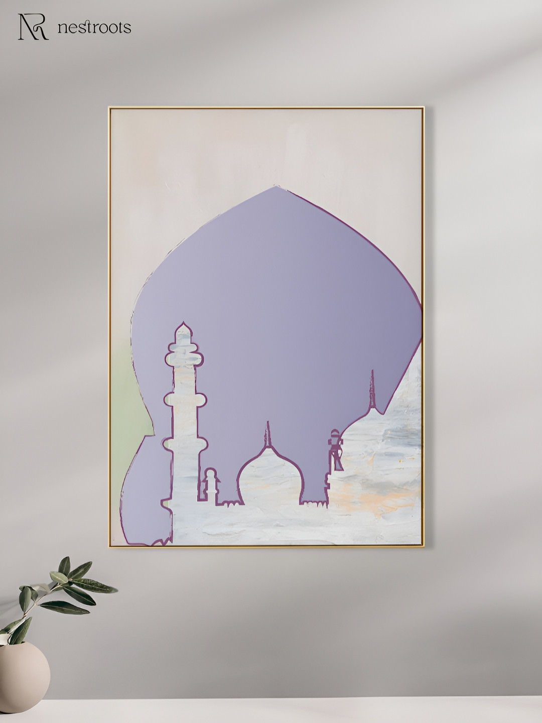 nestroots Islamic Tomb Canvas Wall Rectangle Paintings Wall Art - 20 x 16 In