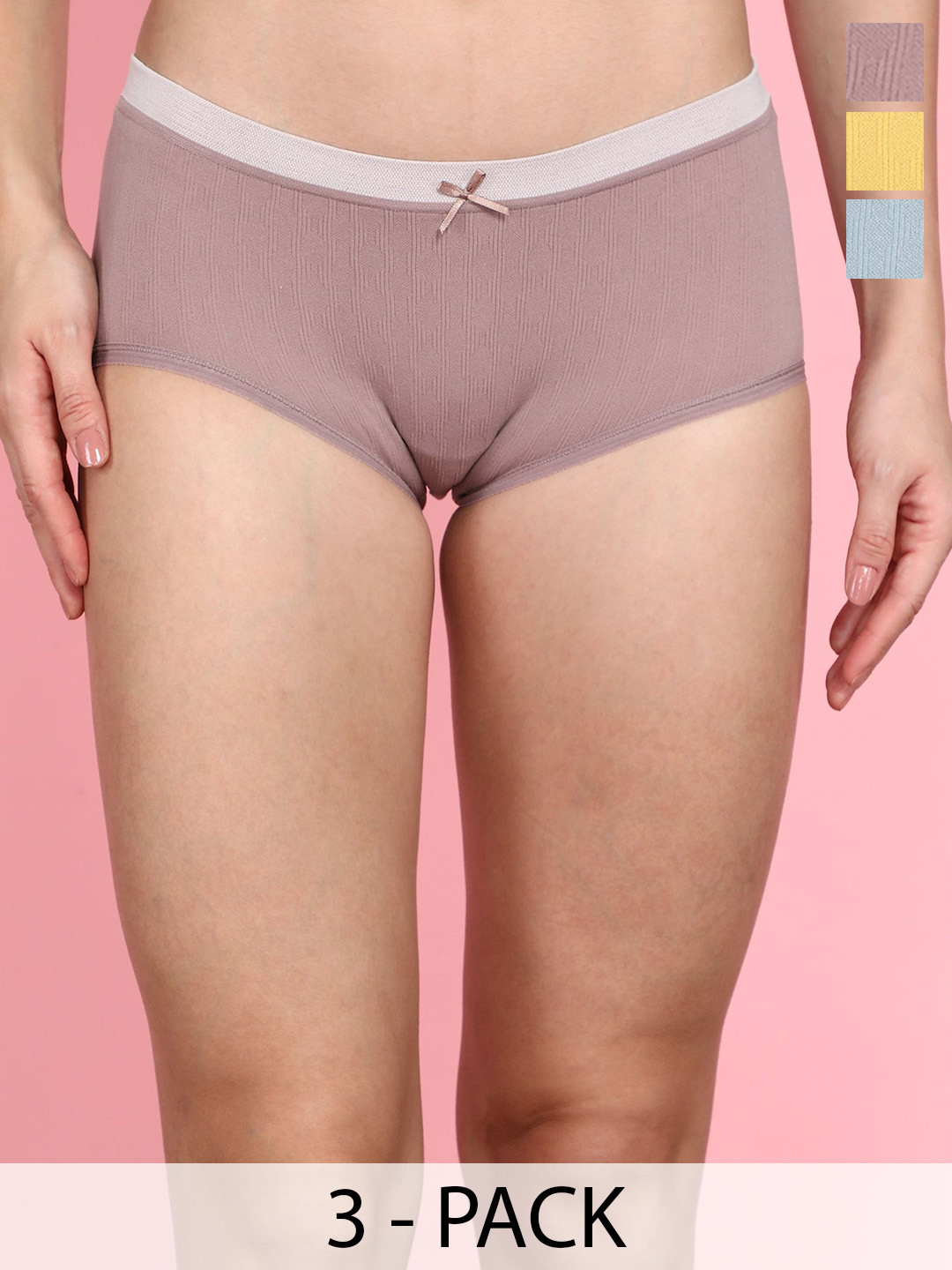 wincly fashion Pack of 3- Fabric Mid Rise Briefs Hexa/PO3/M