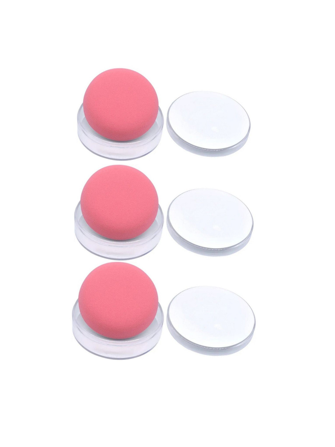 FEELHIGH Set Of 3 Ultra Soft Round Beauty Sponge With Case - Pink