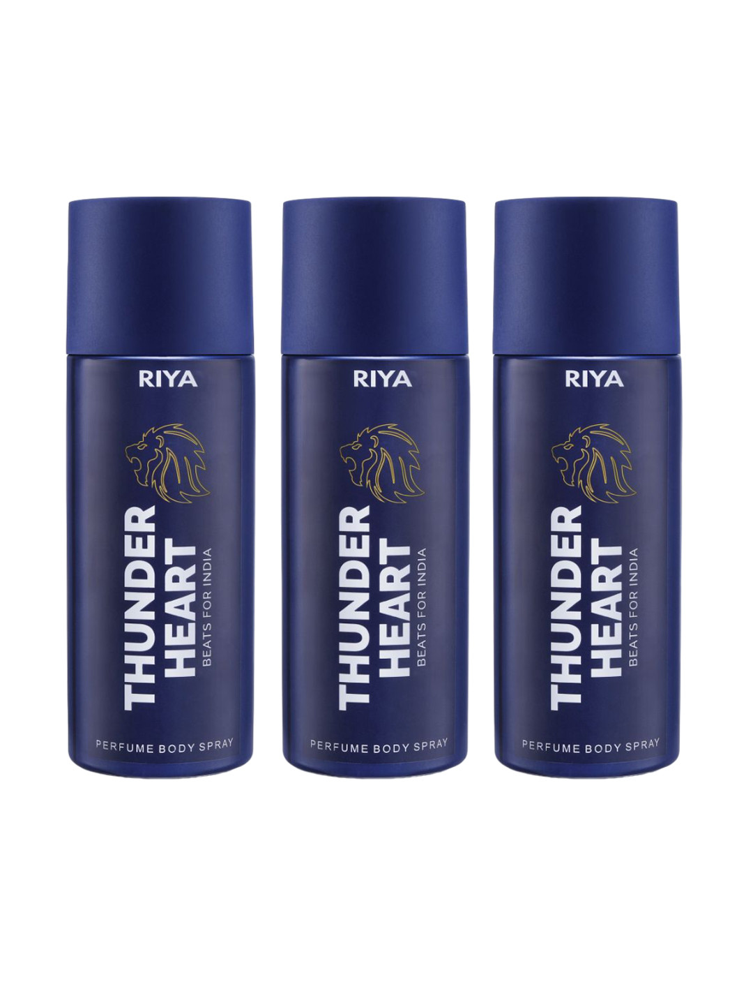 RIYA Set of 3 Thunder Heart Blue Deodorant Body Spray - 150 ml Each