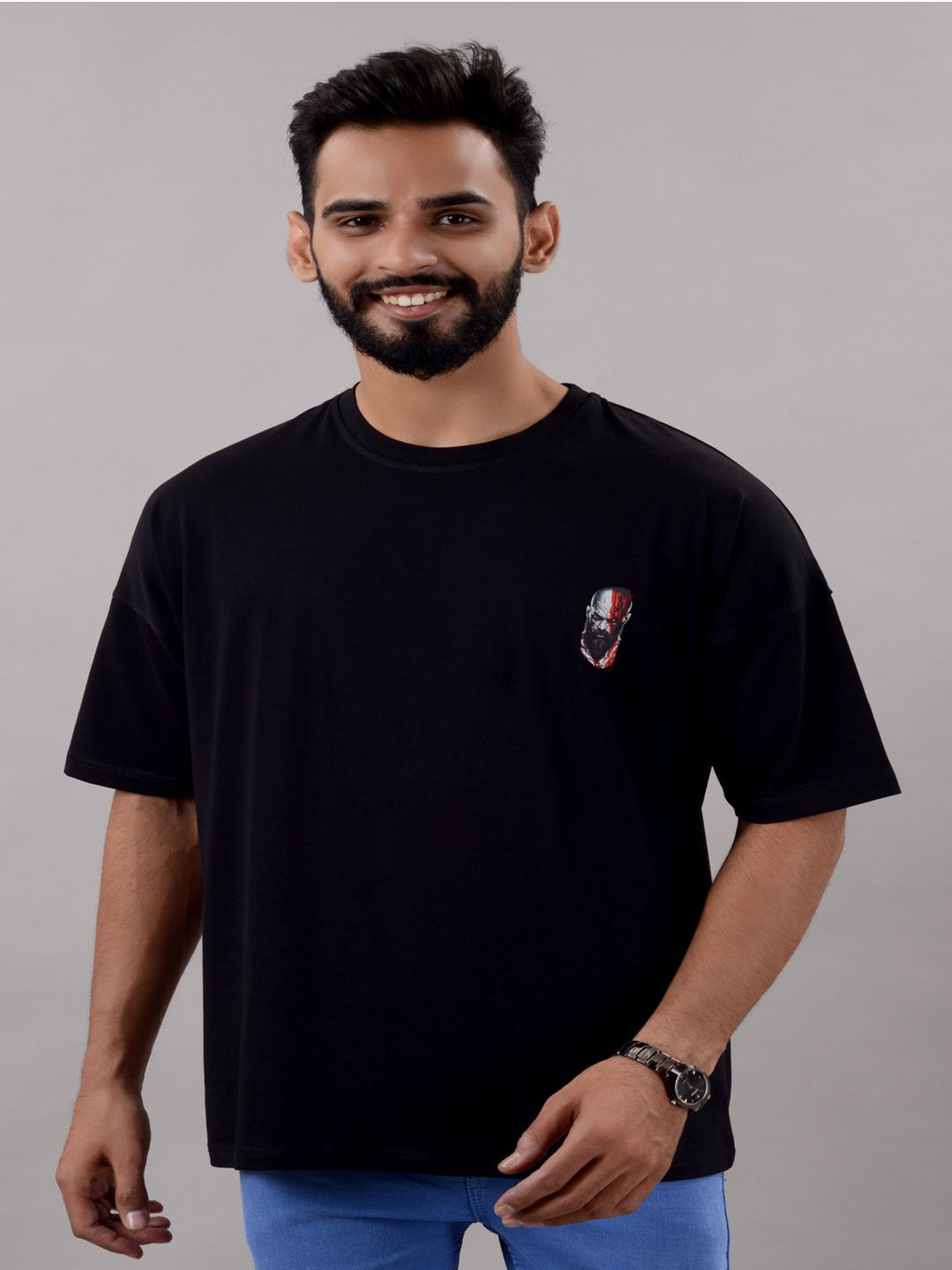 VILLAIN Men Varsity Anti Odour Applique T-shirt