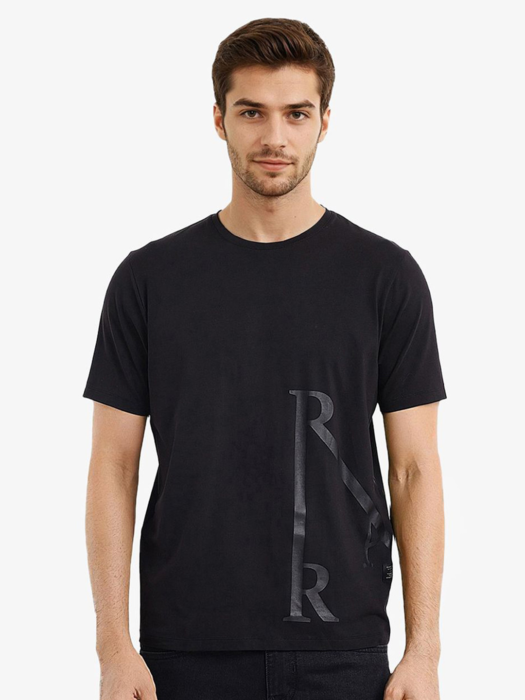 RARE RABBIT Men V-Neck Cut Outs T-shirt