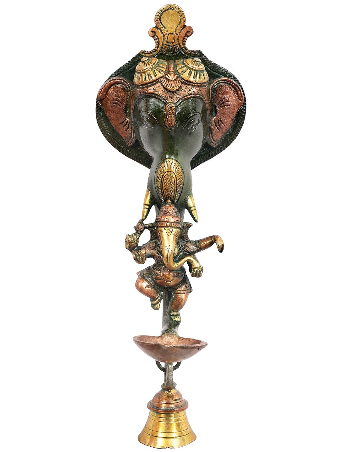 Exotic India Elephant Wall Hanging Brass Ethnic Motifs Antique Spiritual Wall Decor-4.2In