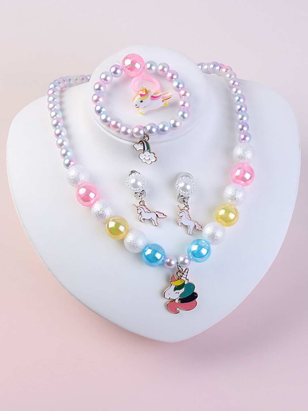 SYGA Beaded Resin Unicorn Jewellery Set