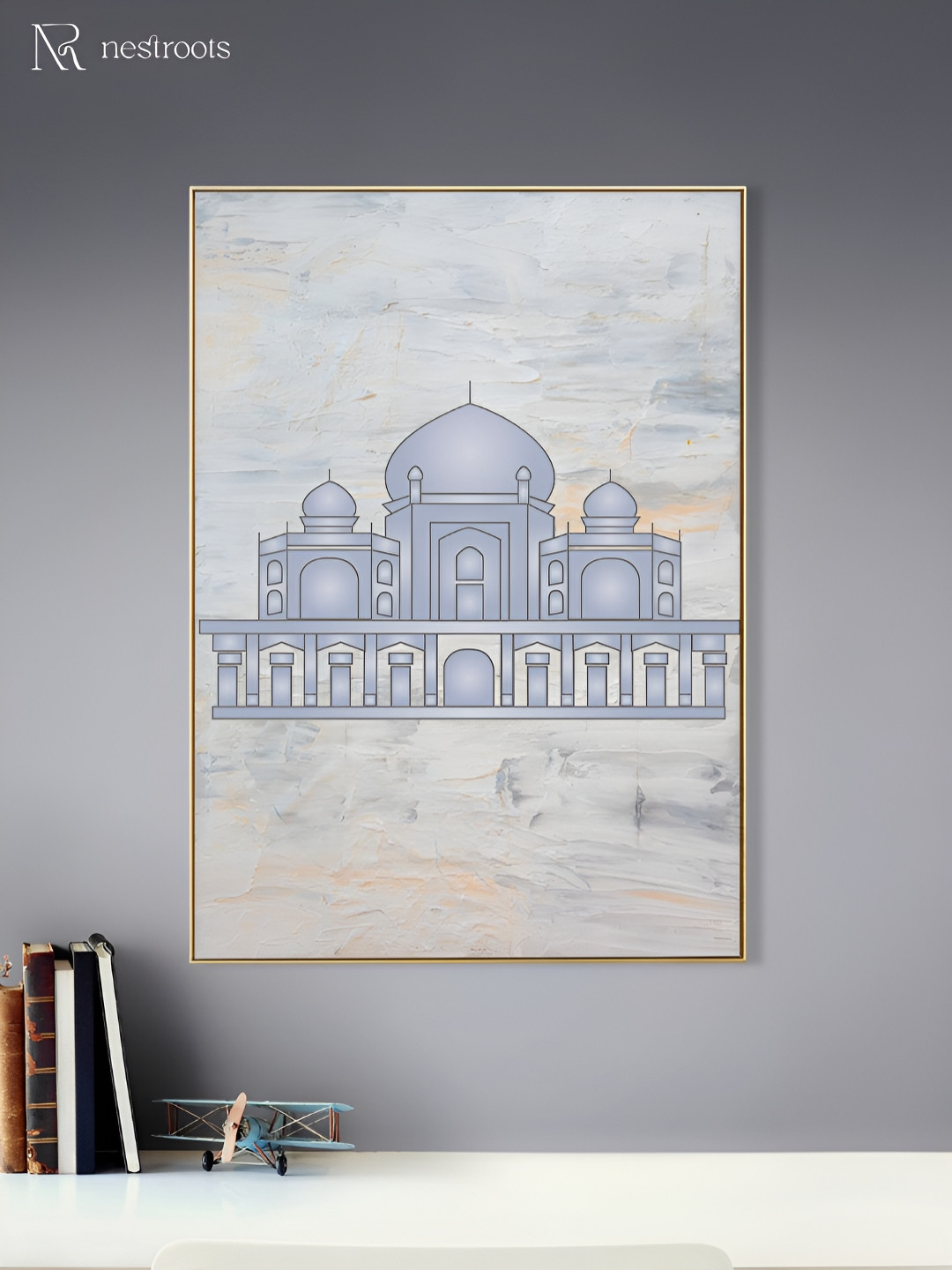 nestroots White & Grey Islamic Heritage Canvas Wall Art