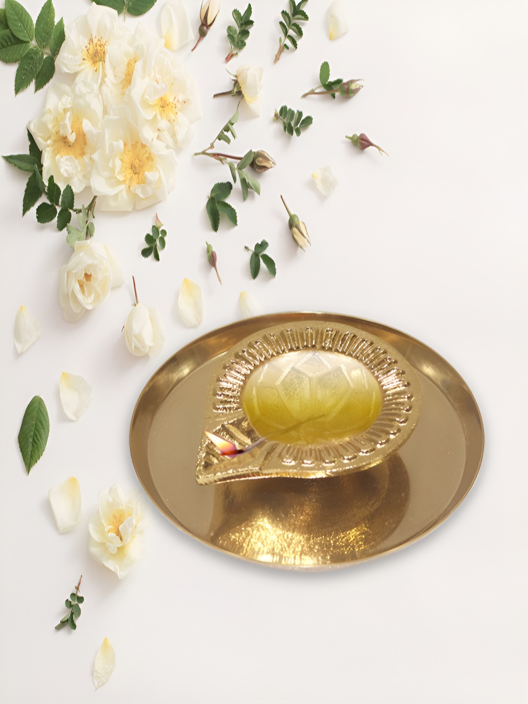 Metalsmith 2Pc Textured Diya & Pooja Thali