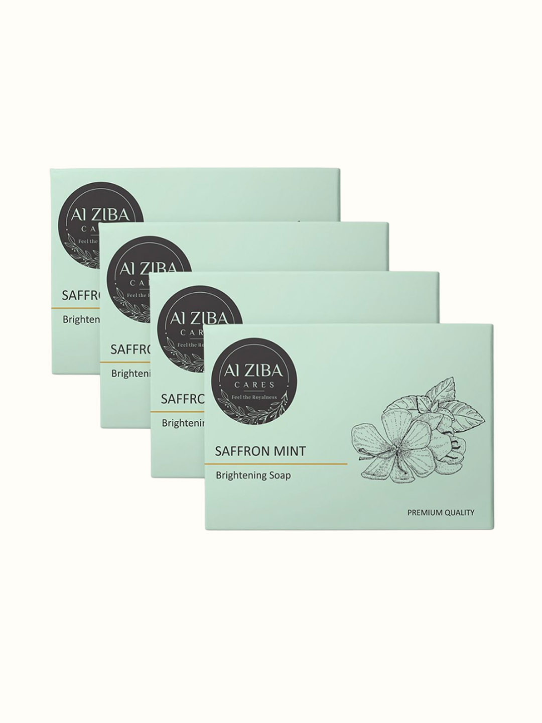 ALZIBA CARES Set Of 4 Saffron Mint Skin Brightening Bathing Soap Bar- 100g Each