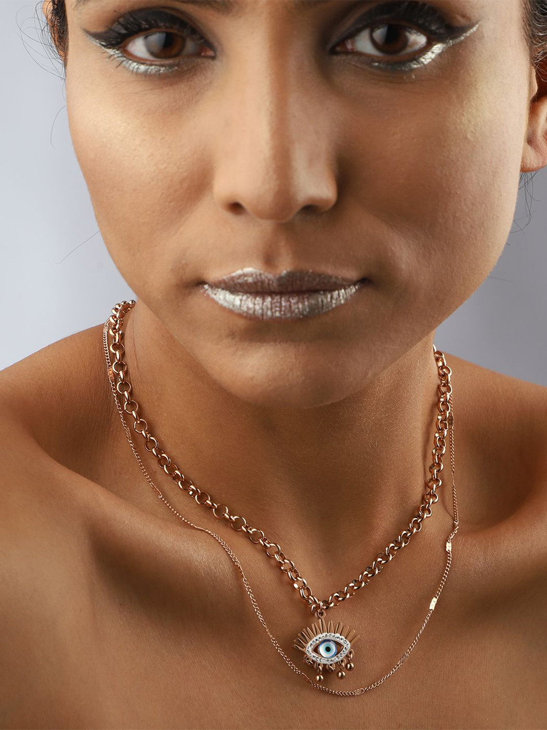 VENI 18KT Gold-Plated Stainless Steel Evil Eye Necklace