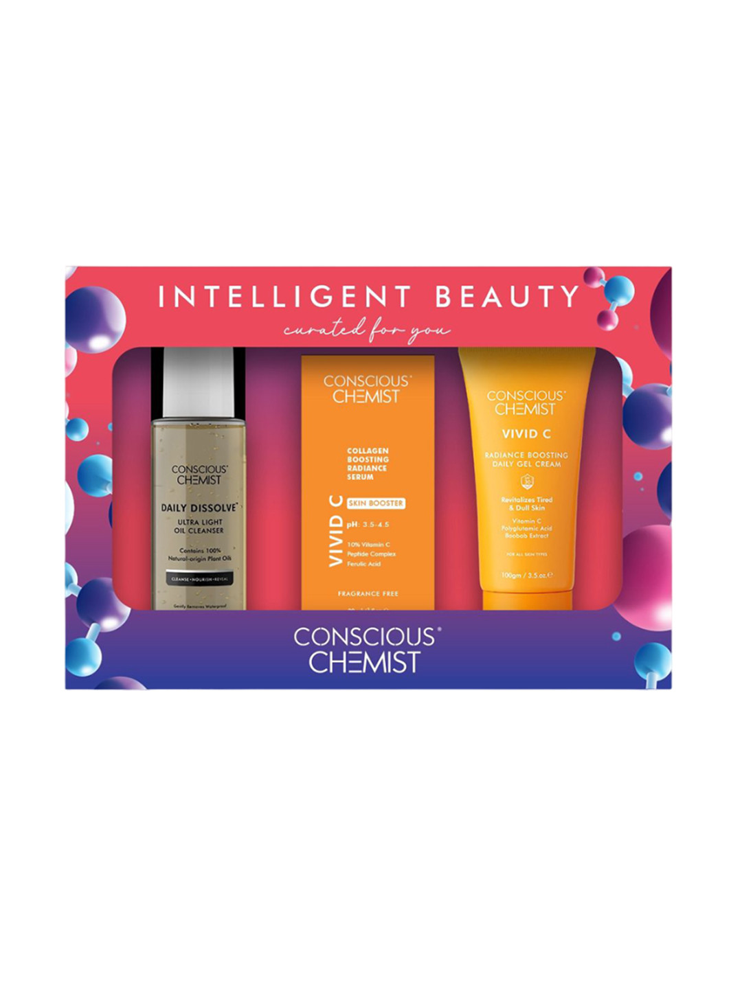 Conscious Chemist Set Of Vitamin C Face Cream, Serum & Cleanser Gift Set - 100g