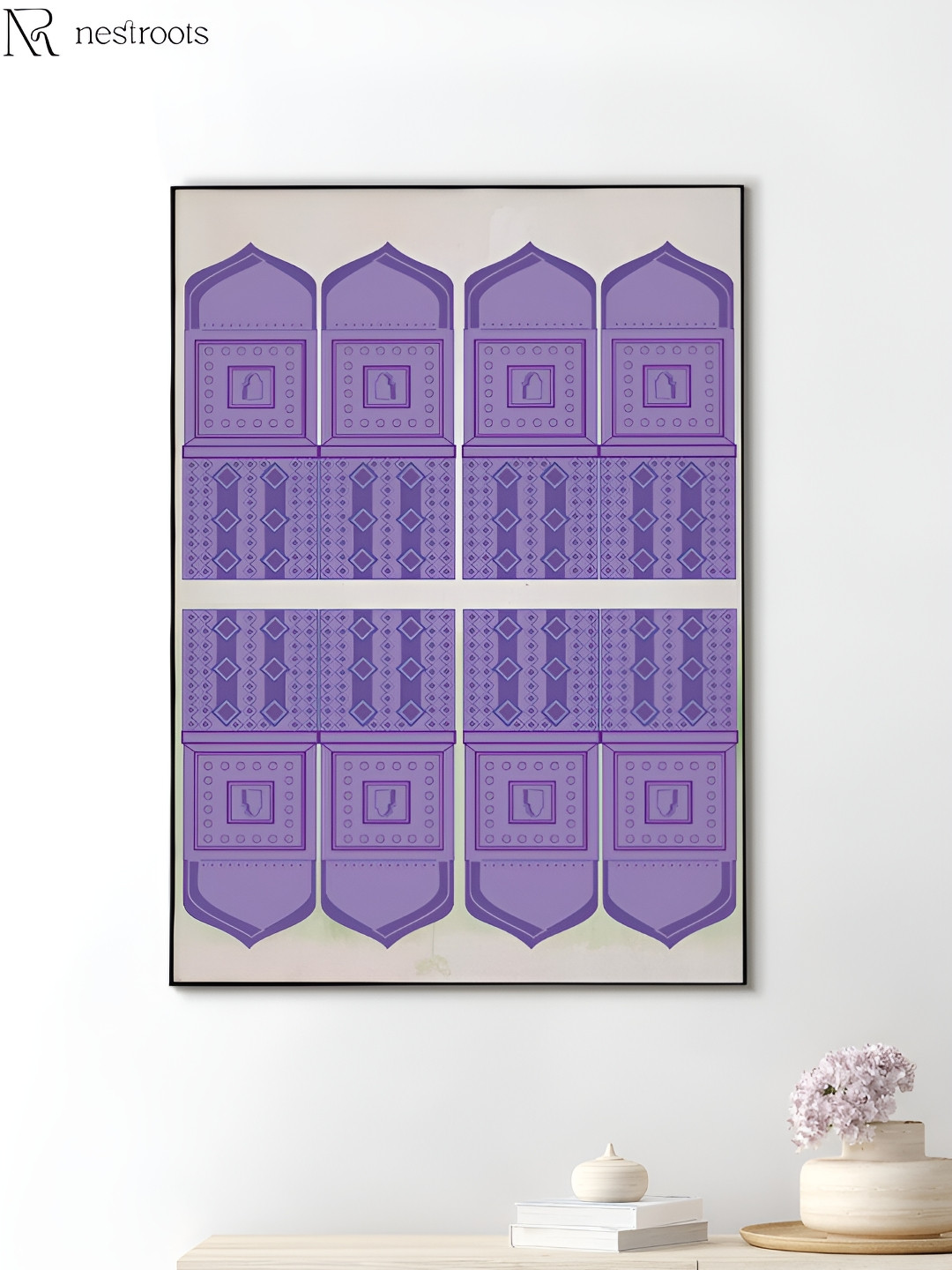 nestroots White & Purple Islamic Tomb Canvas Wall Art