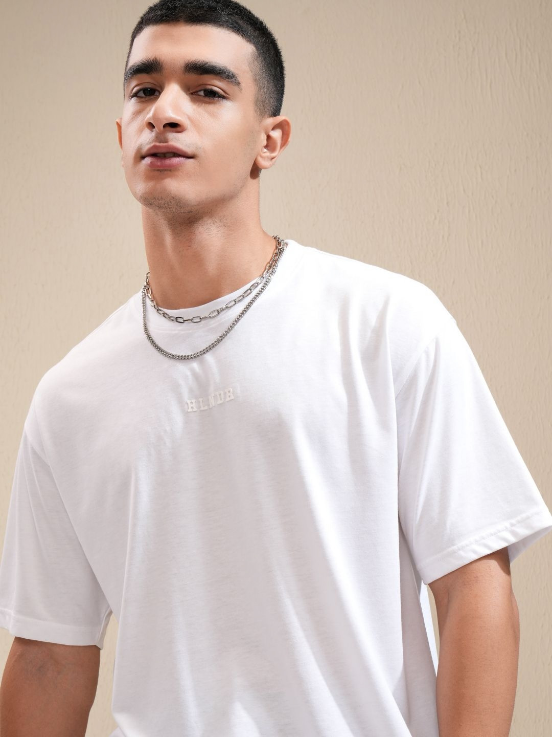 HIGHLANDER Men Round Neck Brand Logo Relaxed Basic Tshirt