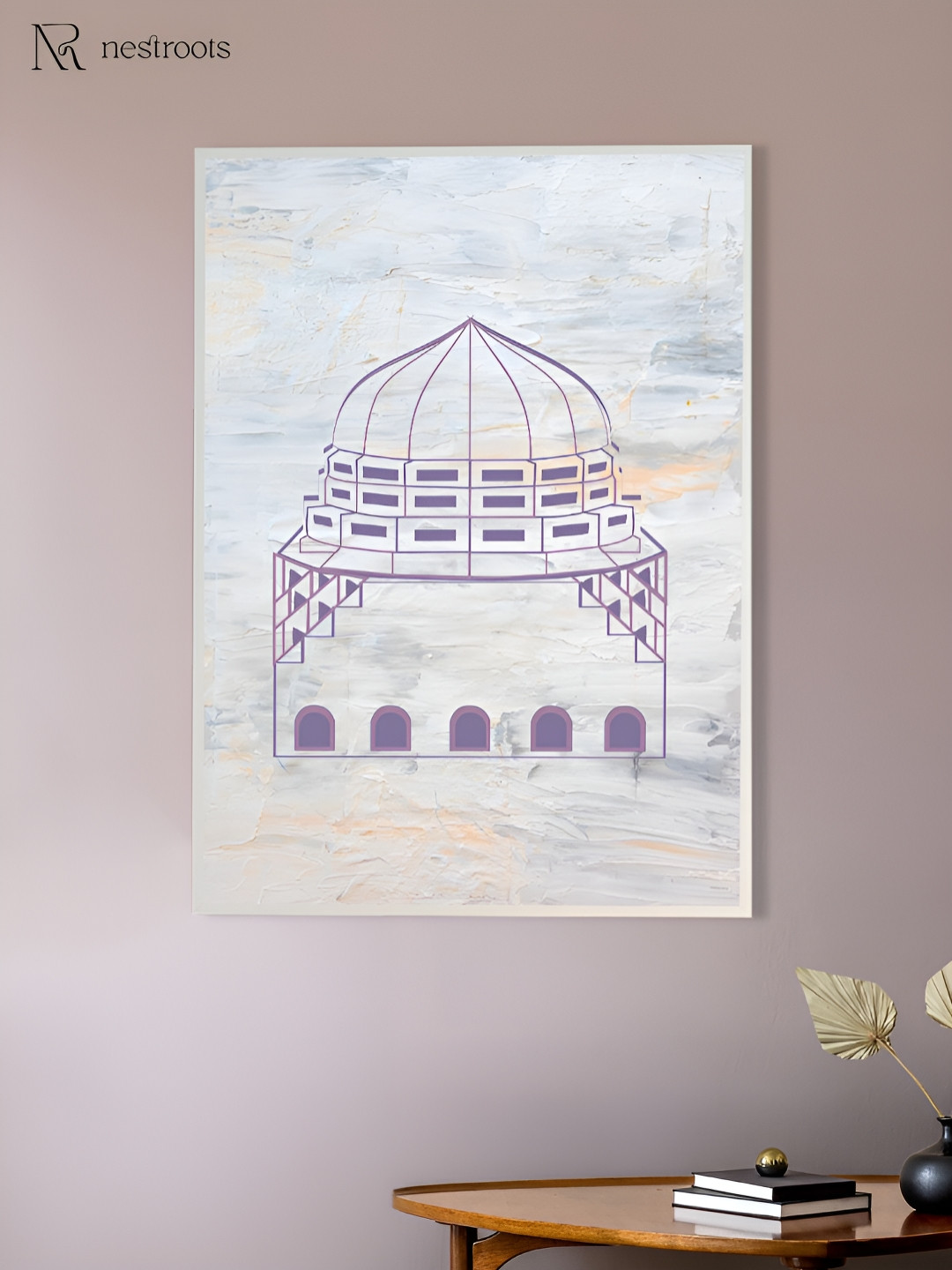 nestroots Islamic Tomb Canvas Wall Rectangle Paintings Wall Art -24 x 36 In