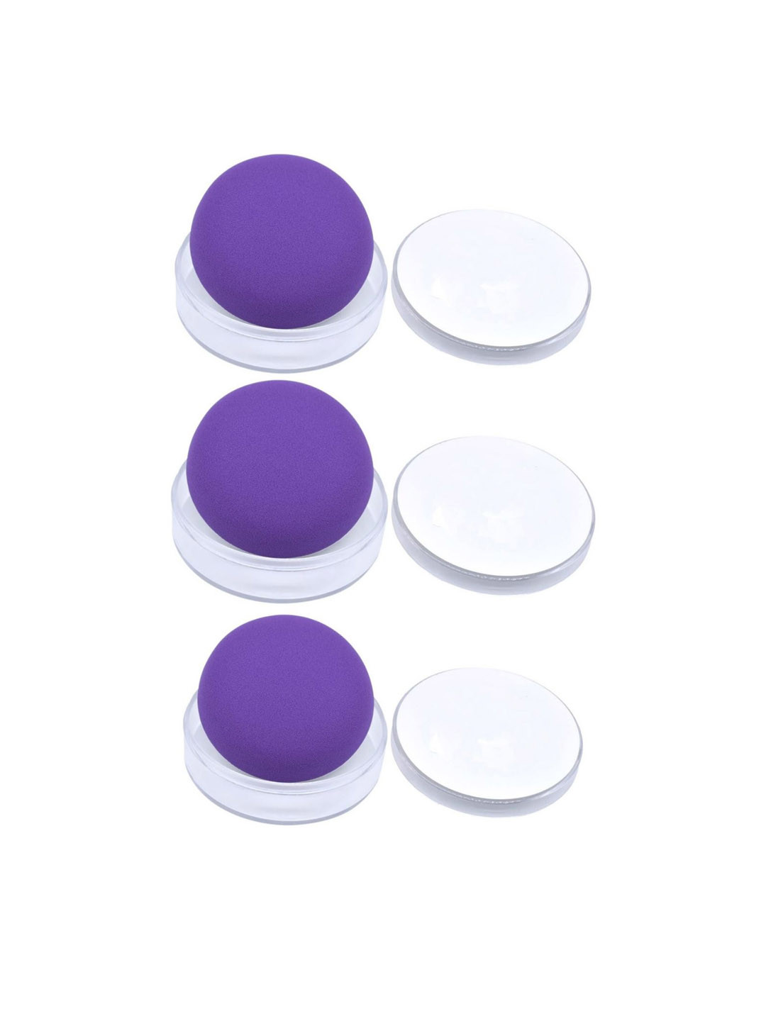 FEELHIGH Set Of 3 Round Beauty Sponge With Case - Purple