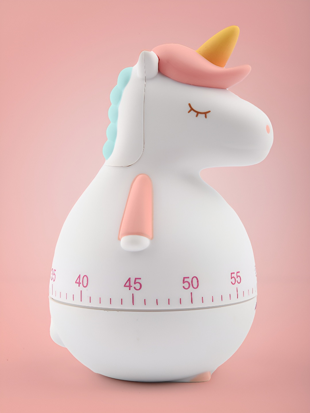COMICSENSE White & Pink Printed Animal Shaped Traditional Alarm Clock