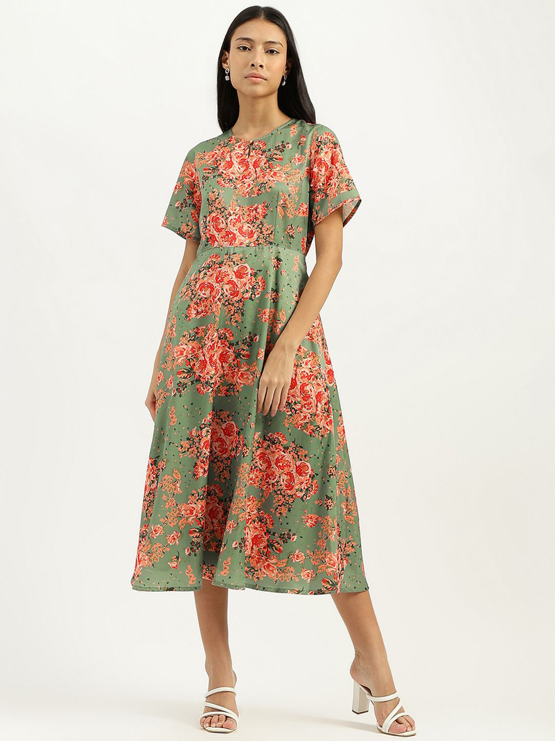 United Colors of Benetton Floral Printed A-Line Midi Dress