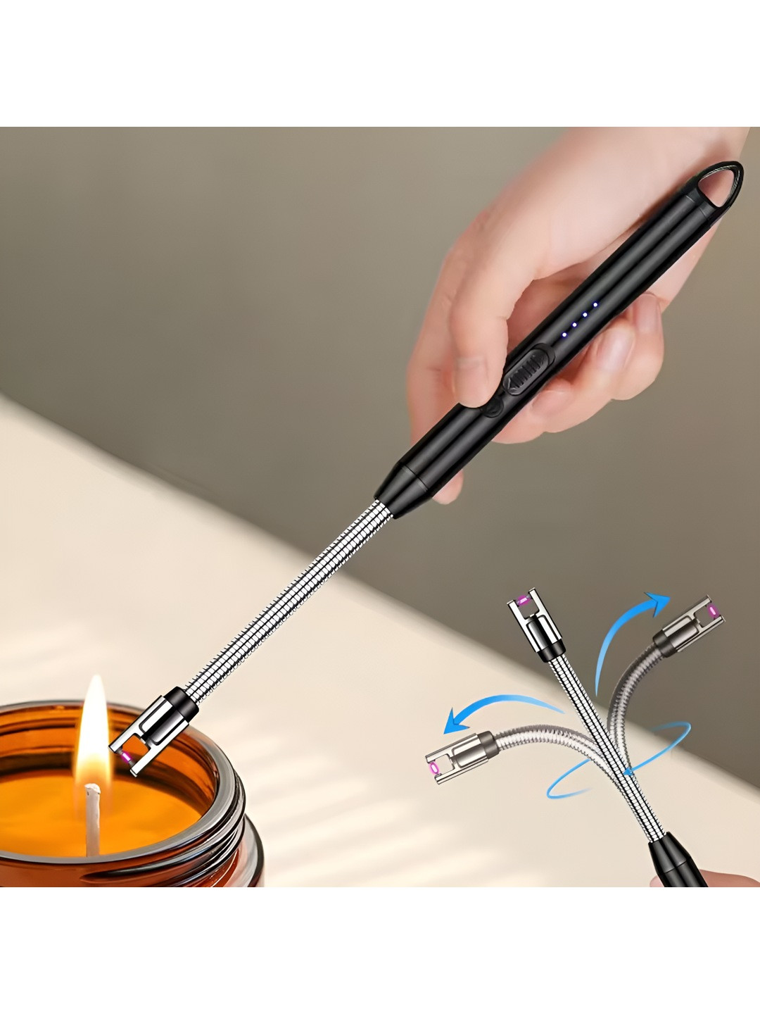 Adbeni Black Rechargeable Electric Gas Lighter