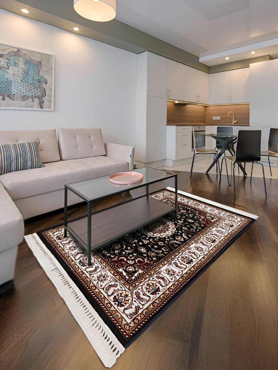 Sapana Carpet-Mats Blue Traditional No Shredding Polyester Carpet