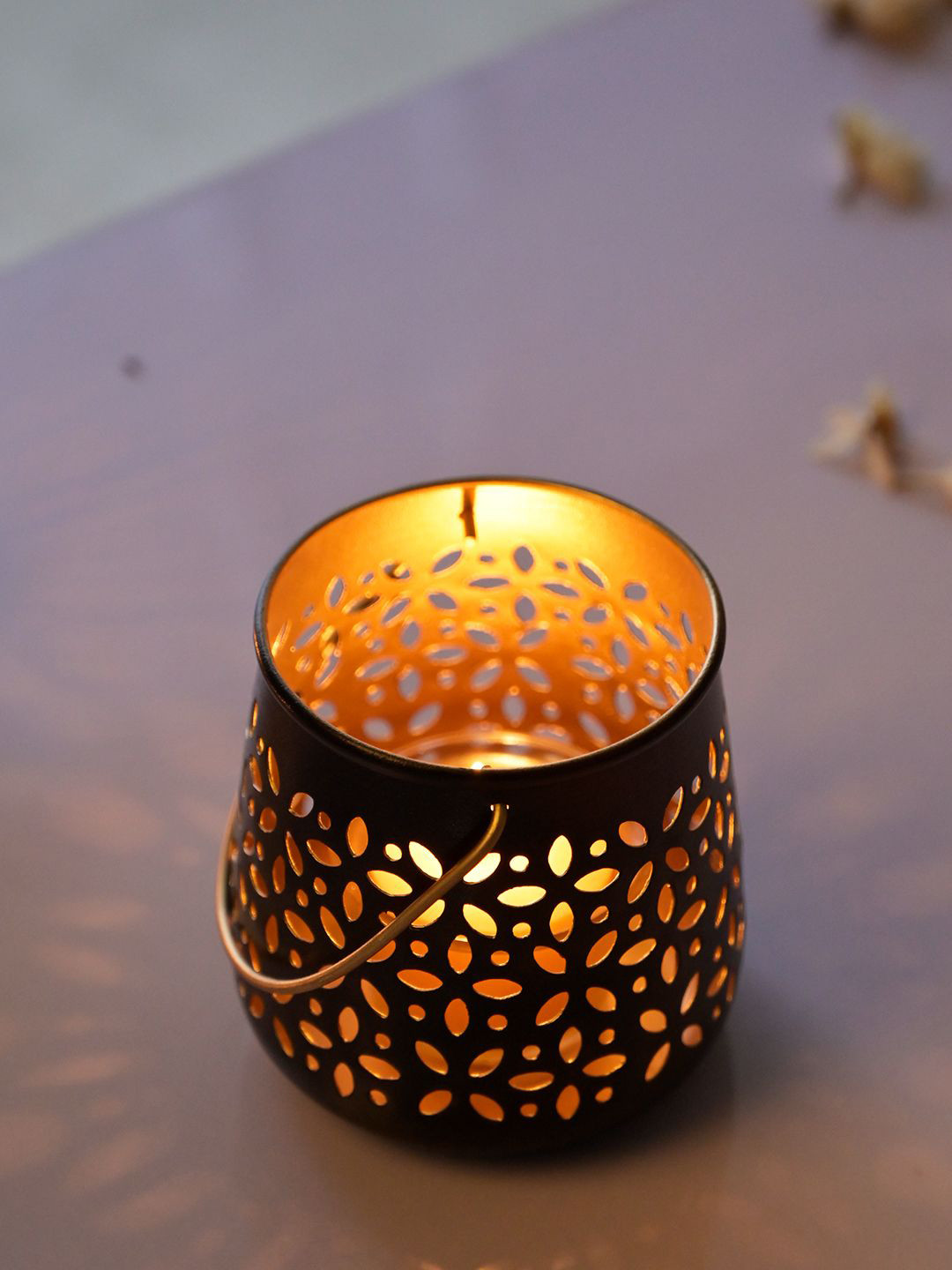MARKET99 Black & Orange Set of 2 Candle Holder