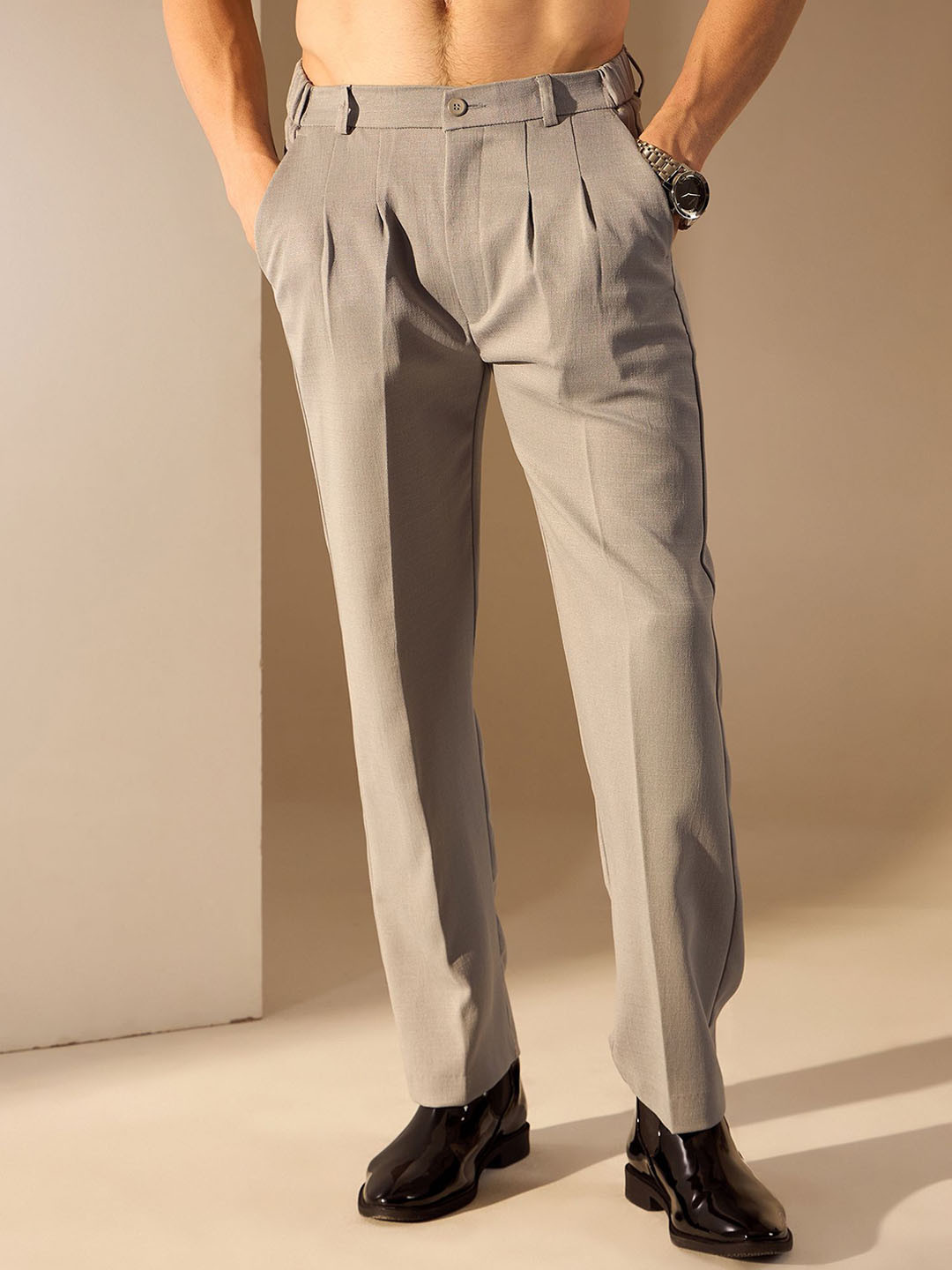 DENNISON Men Relaxed Baggy Fit Elasticated Auto-Fit Waist Korean Pants