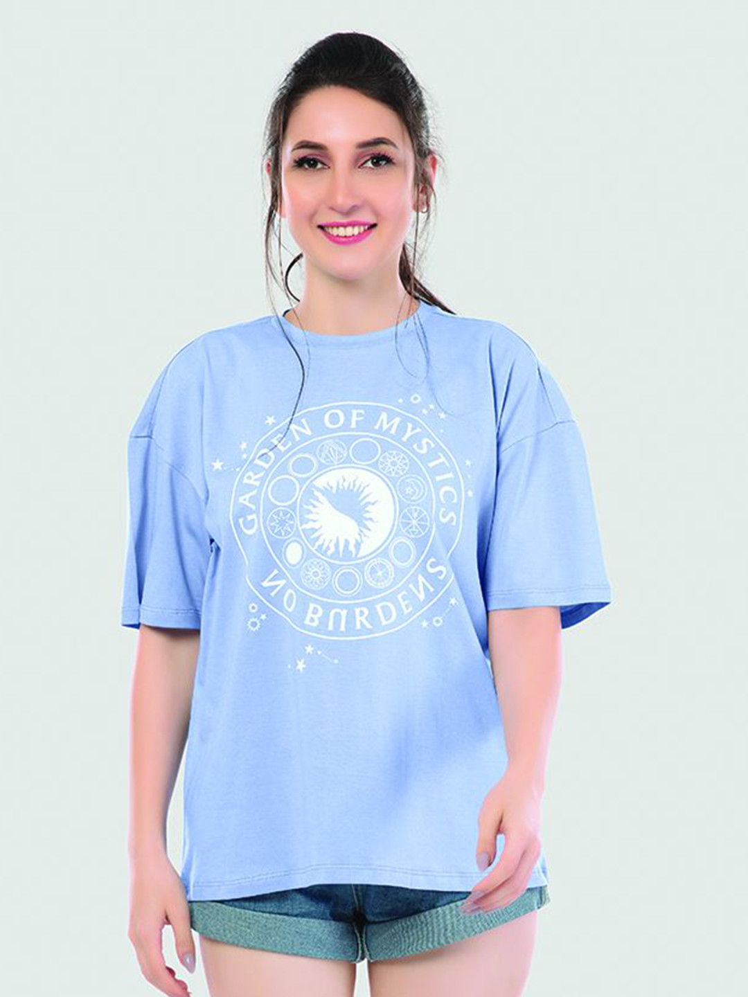 Juliet Women Graphic Printed Round Neck Cotton Oversized T-shirt