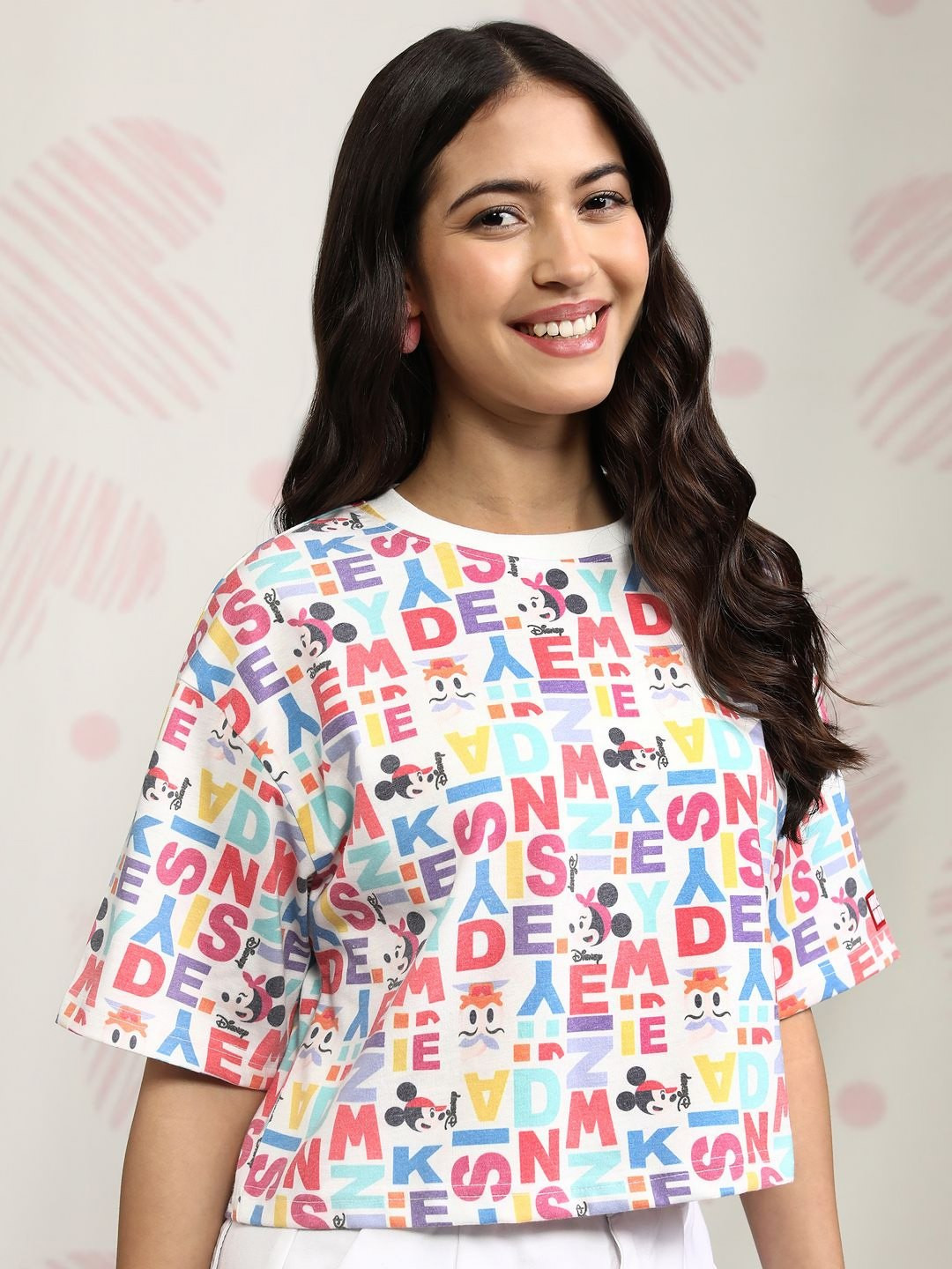 Tokyo Talkies Women Mickey Mouse Printed Boxy Tshirt