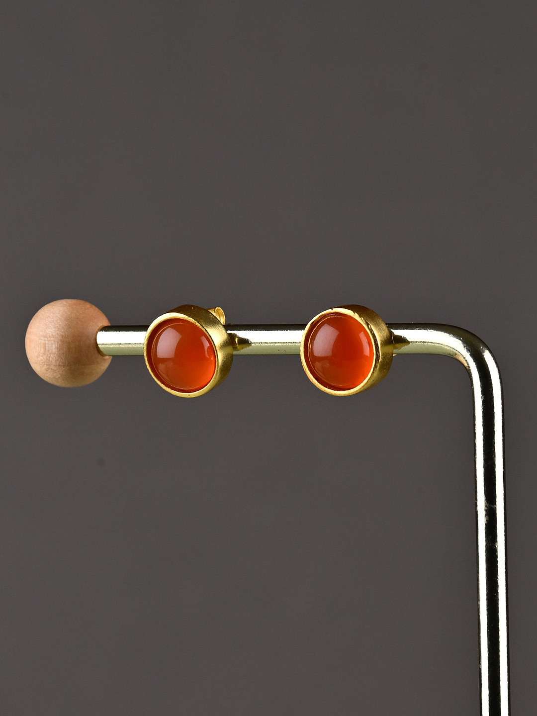 TOTAPARI Gold Plated Carnelian Studded Contemporary Studs Earrings
