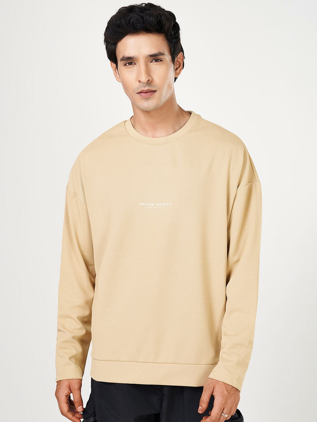 Street 808 by Pantaloons Men Self Design Oversized T-shirt